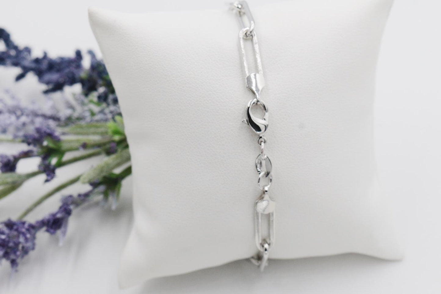 Rhodium Plated PaperClip Chain Bracelet