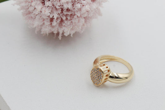 Elevated Oval Cubic Zirconia Ring