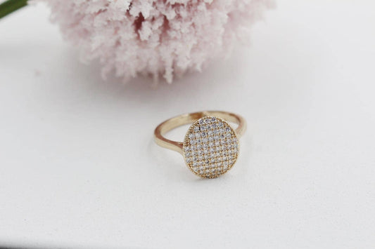 Micro Pave Cubic Zirconia Flat Oval Detail Ring