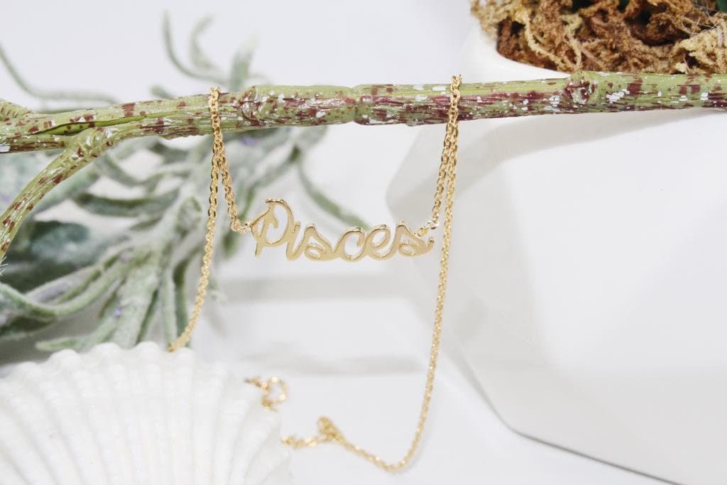 Zodiac Sign Script Necklace