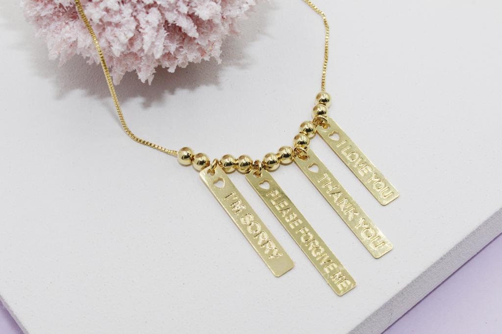 Love Plaque Pendants Box Chain Charms Necklace