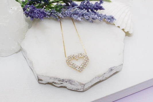 Dainty Cubic Zirconia Heart Box Chain Necklace