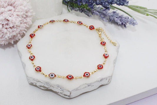 Dainty Red Evil Eye Anklet