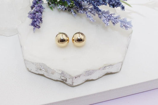 Golden Sphere Stud Earrings