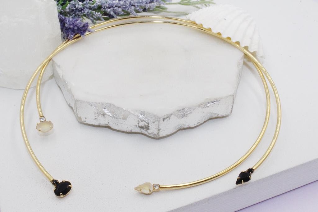 Black Beaded Omega Cuff Choker