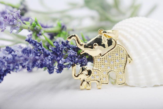 Mom and Baby Elephant Pendant