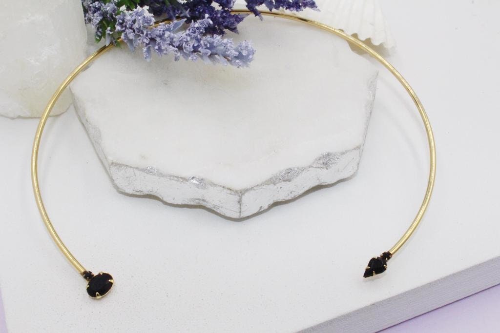 Black Beaded Omega Cuff Choker