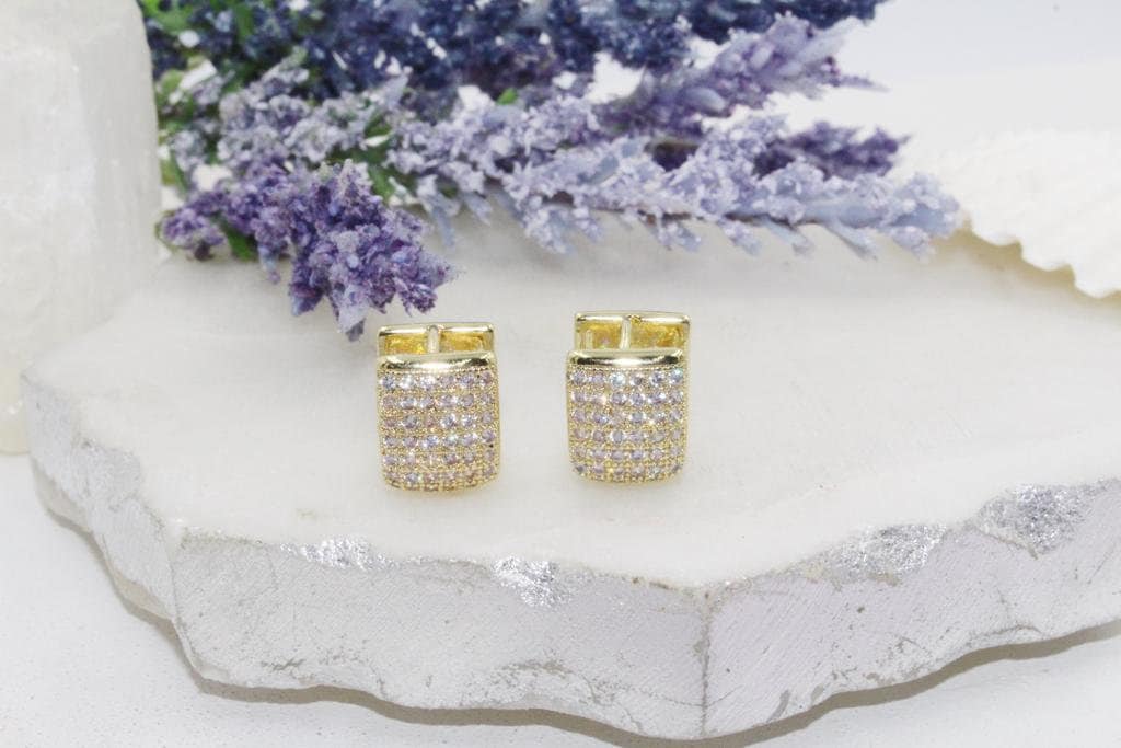 Micro Pave Cubic Zirconia Cube Huggies