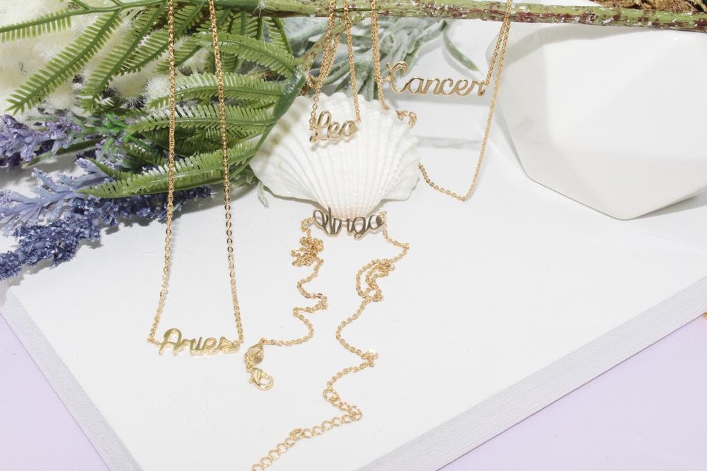 Zodiac Sign Script Necklace