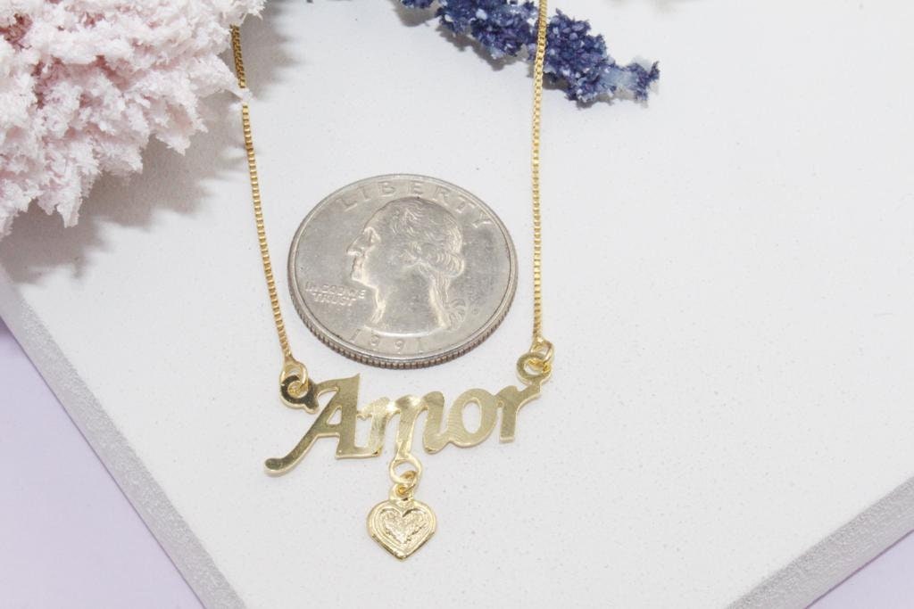 Amor Golden Heart Charm Chain Necklace