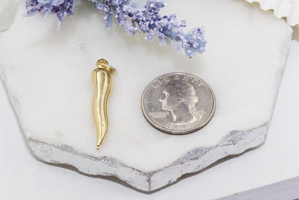 Golden Chili Pepper Charm Pendant