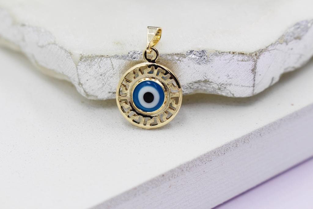 Blue Evil Eye Medallion Charm Pendant