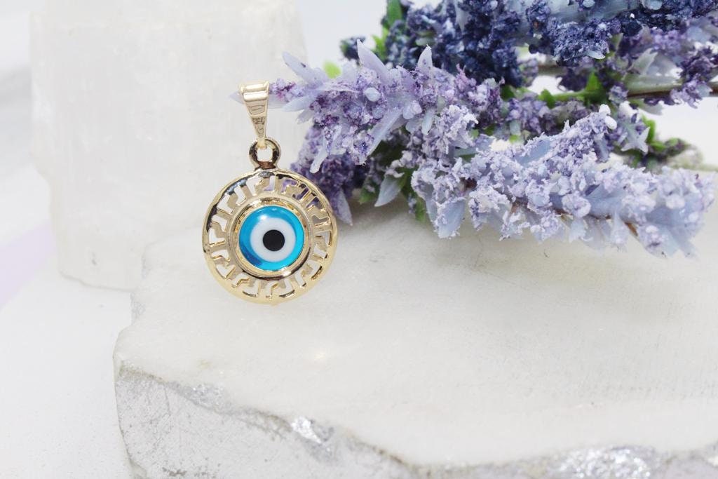 Blue Evil Eye Medallion Charm Pendant