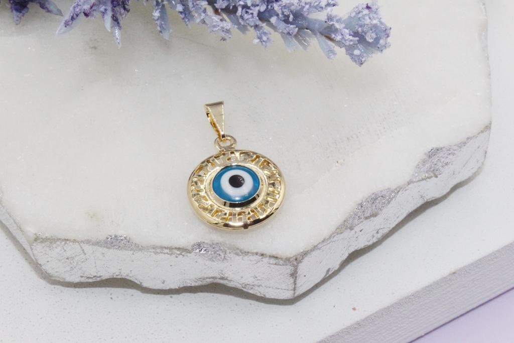 Blue Evil Eye Medallion Charm Pendant