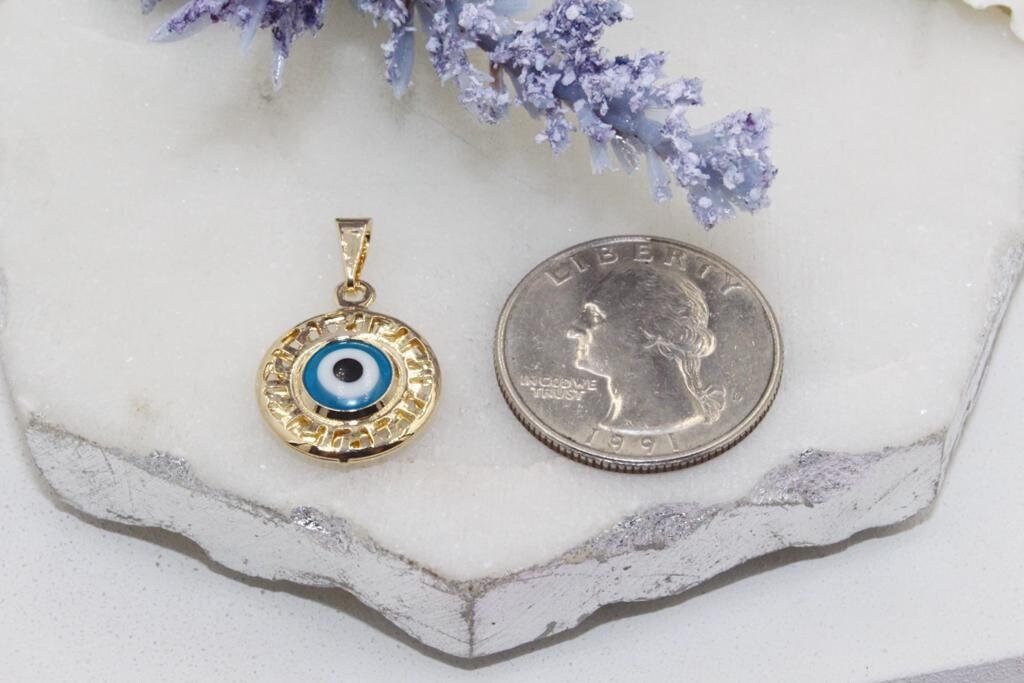 Blue Evil Eye Medallion Charm Pendant