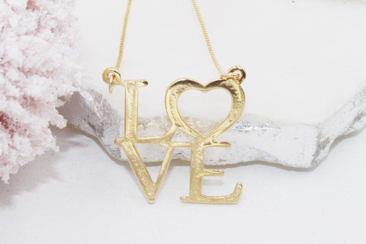 Modern "LOVE" Script Box Chain Necklace