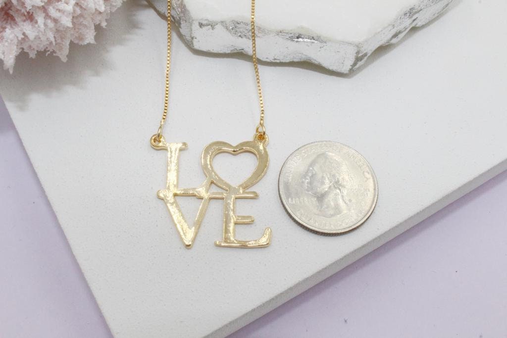 Modern "LOVE" Script Box Chain Necklace