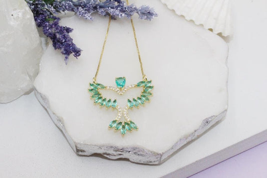 Green High Bird Pendant Necklace