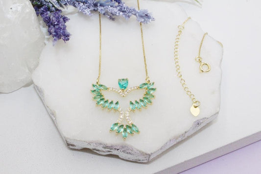 Green High Bird Pendant Necklace