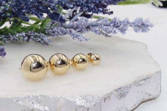 Golden Sphere Stud Earrings