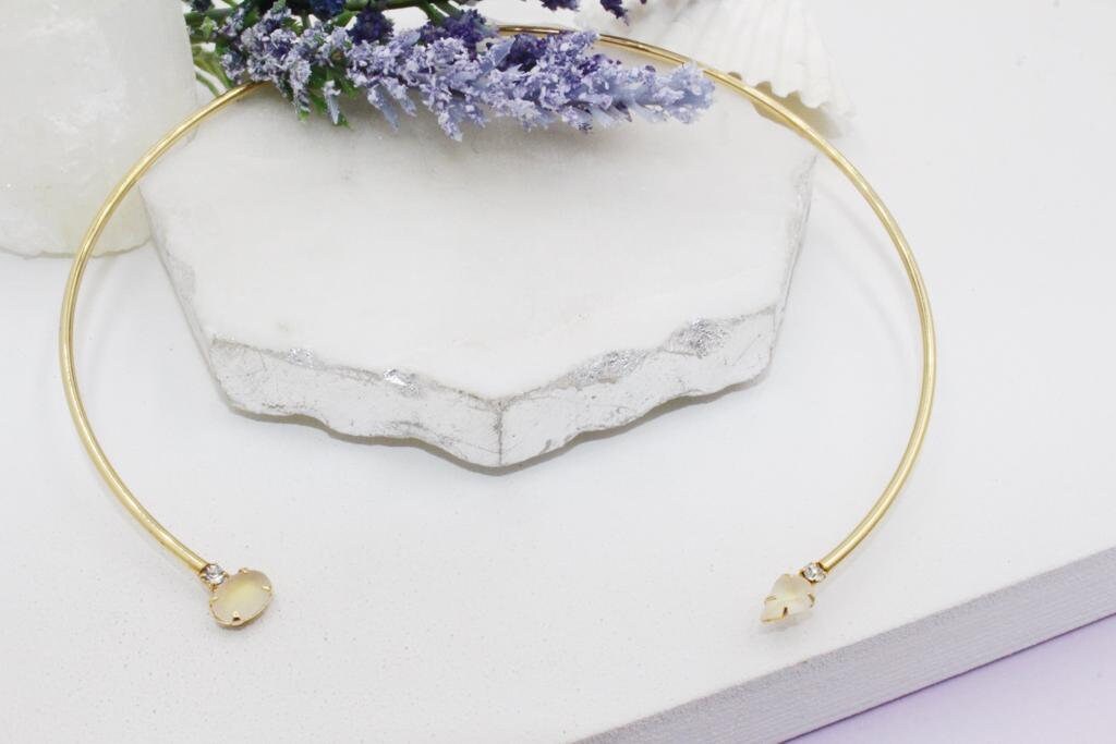 White Beaded Omega Choker