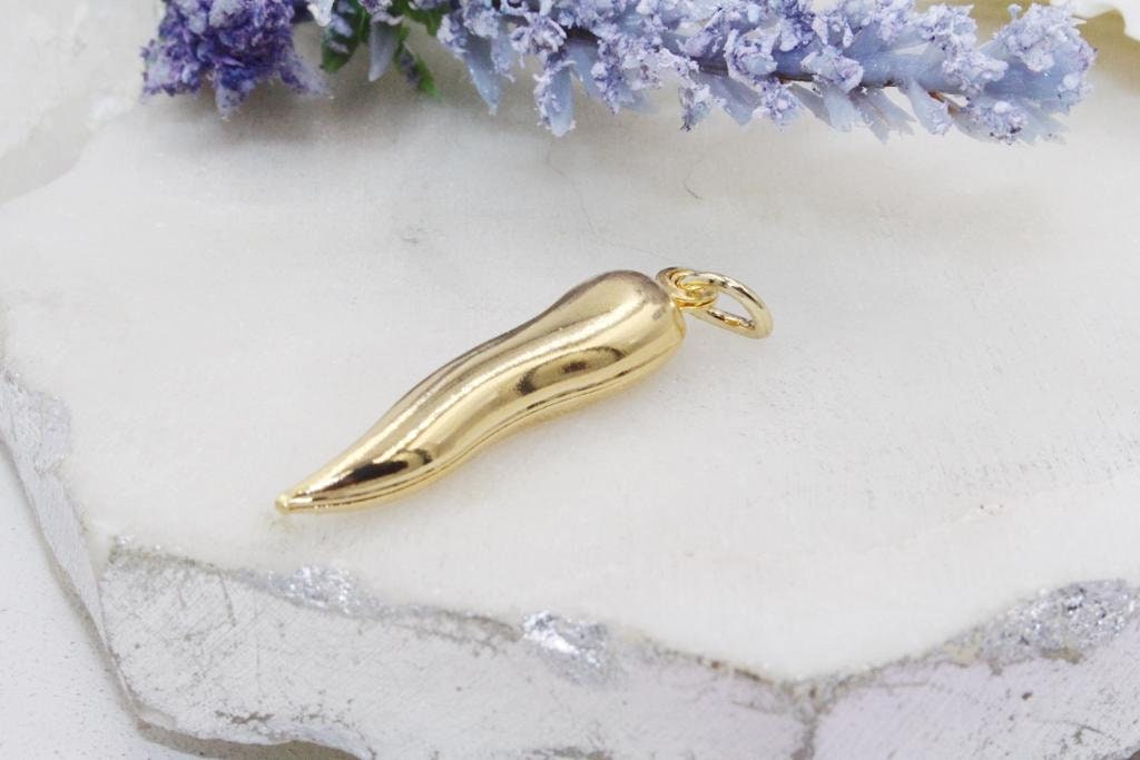 Golden Chili Pepper Charm Pendant