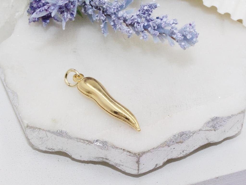 Golden Chili Pepper Charm Pendant