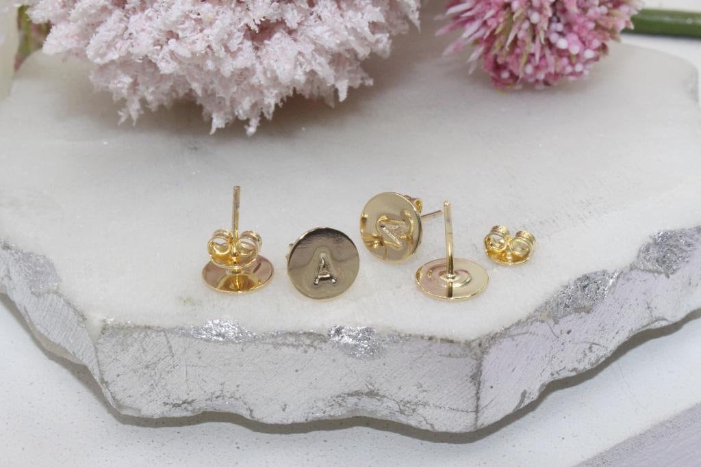 A-Z Round Initials Stud Earrings