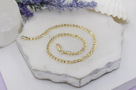 Gold Dipped Dainty Cuban Chain Anklet 3mm