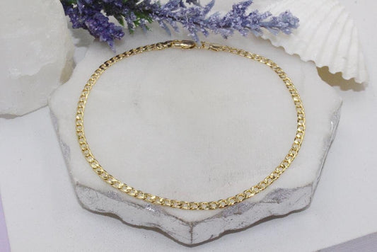 Gold Dipped Dainty Cuban Chain Anklet 3mm