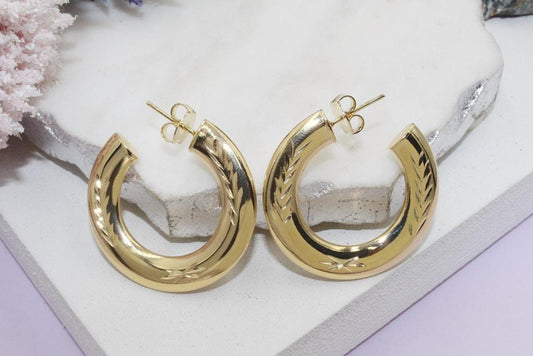 Chunky Arrow Textured Open Hoops