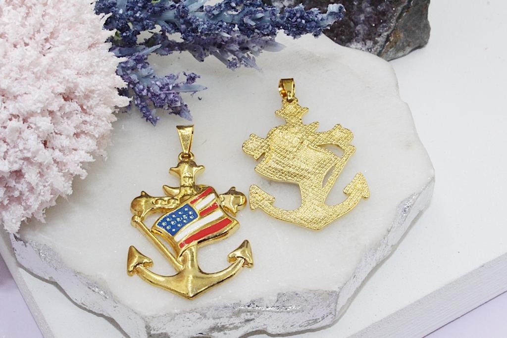 American Flag Anchor Pendant