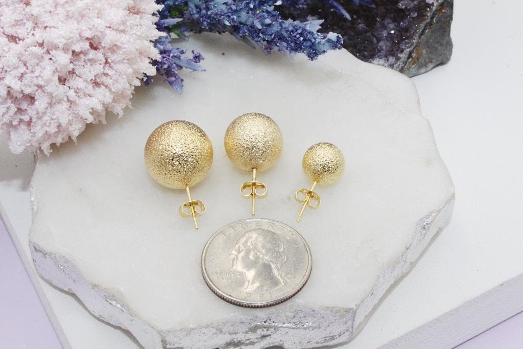 Golden Frosted Sphere Stud Earrings