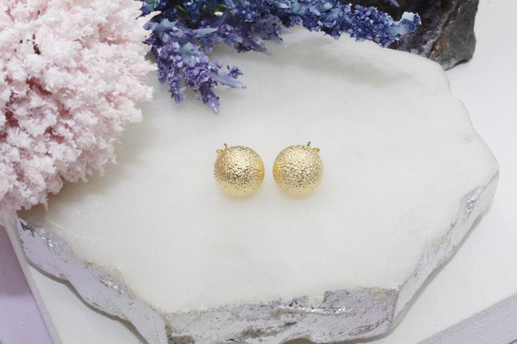 Golden Frosted Sphere Stud Earrings