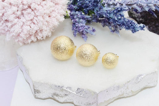 Golden Frosted Sphere Stud Earrings