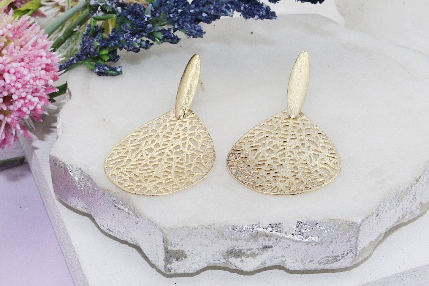 Branched Filigree Teardrop Earrings