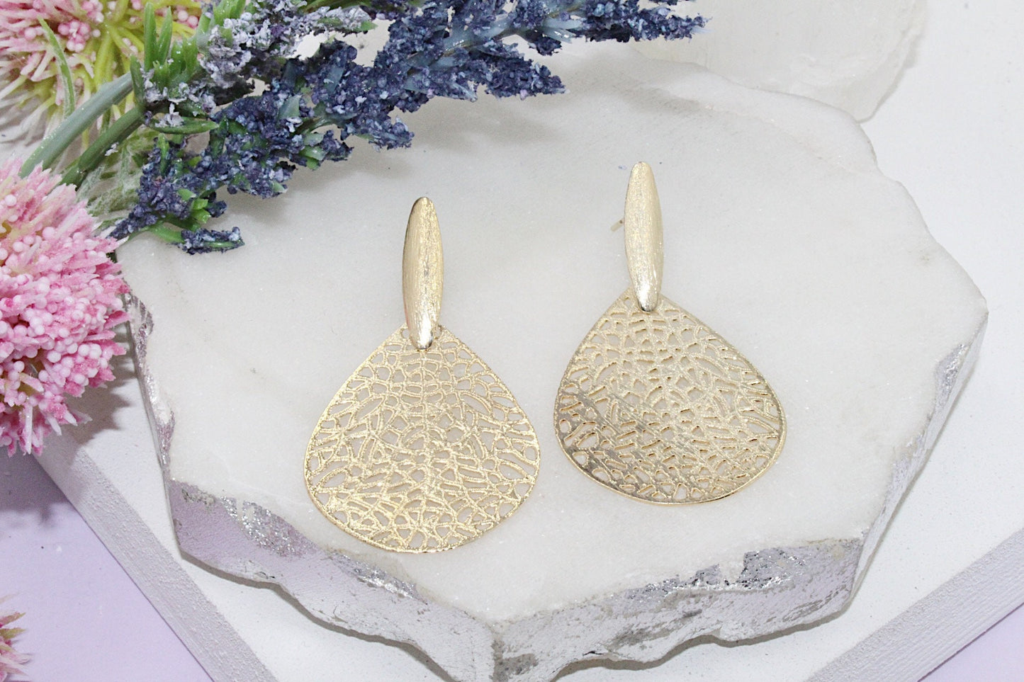 Branched Filigree Teardrop Earrings