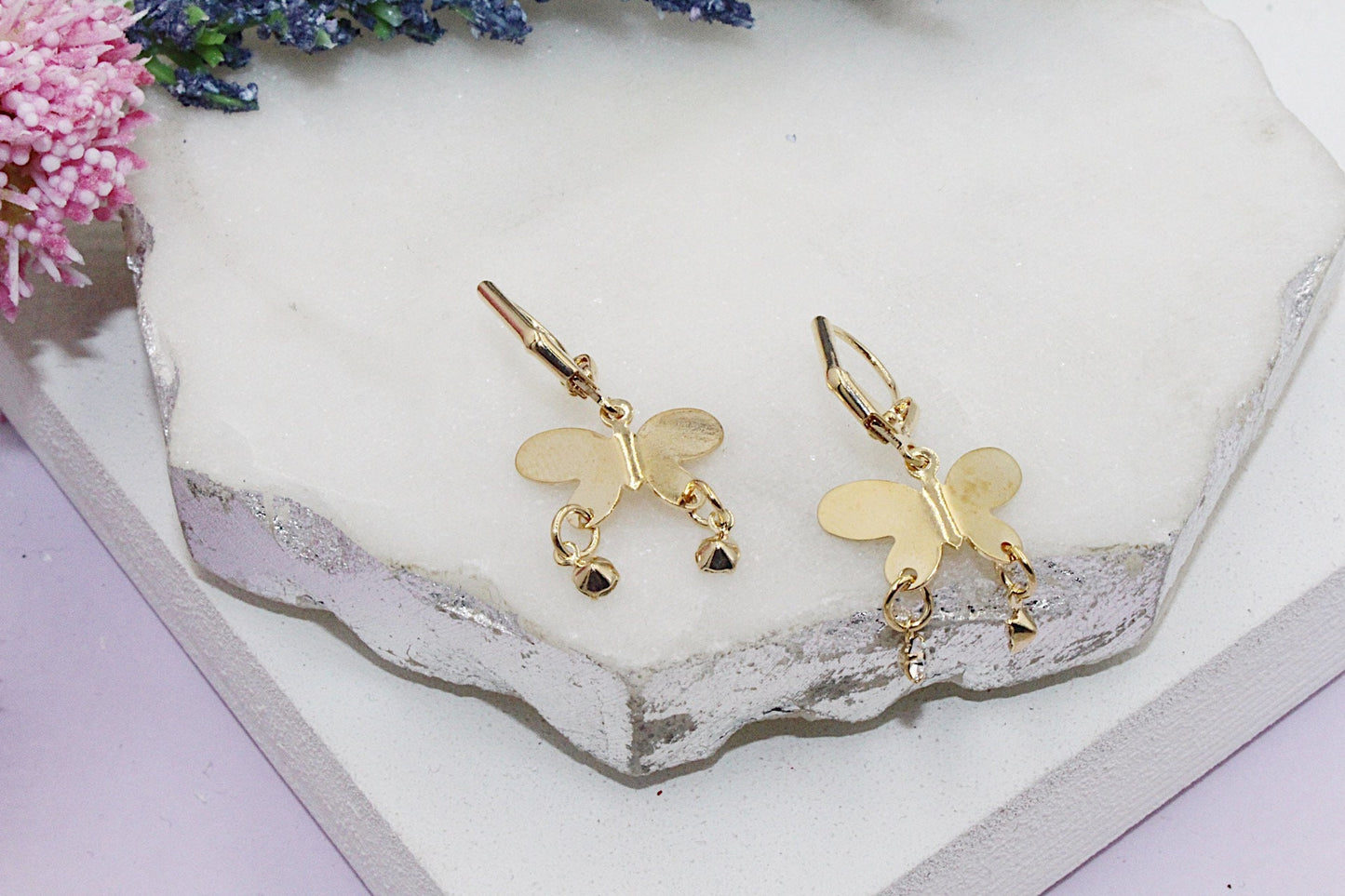 Butterfly Cubic Zirconia Detail Latch Earrings