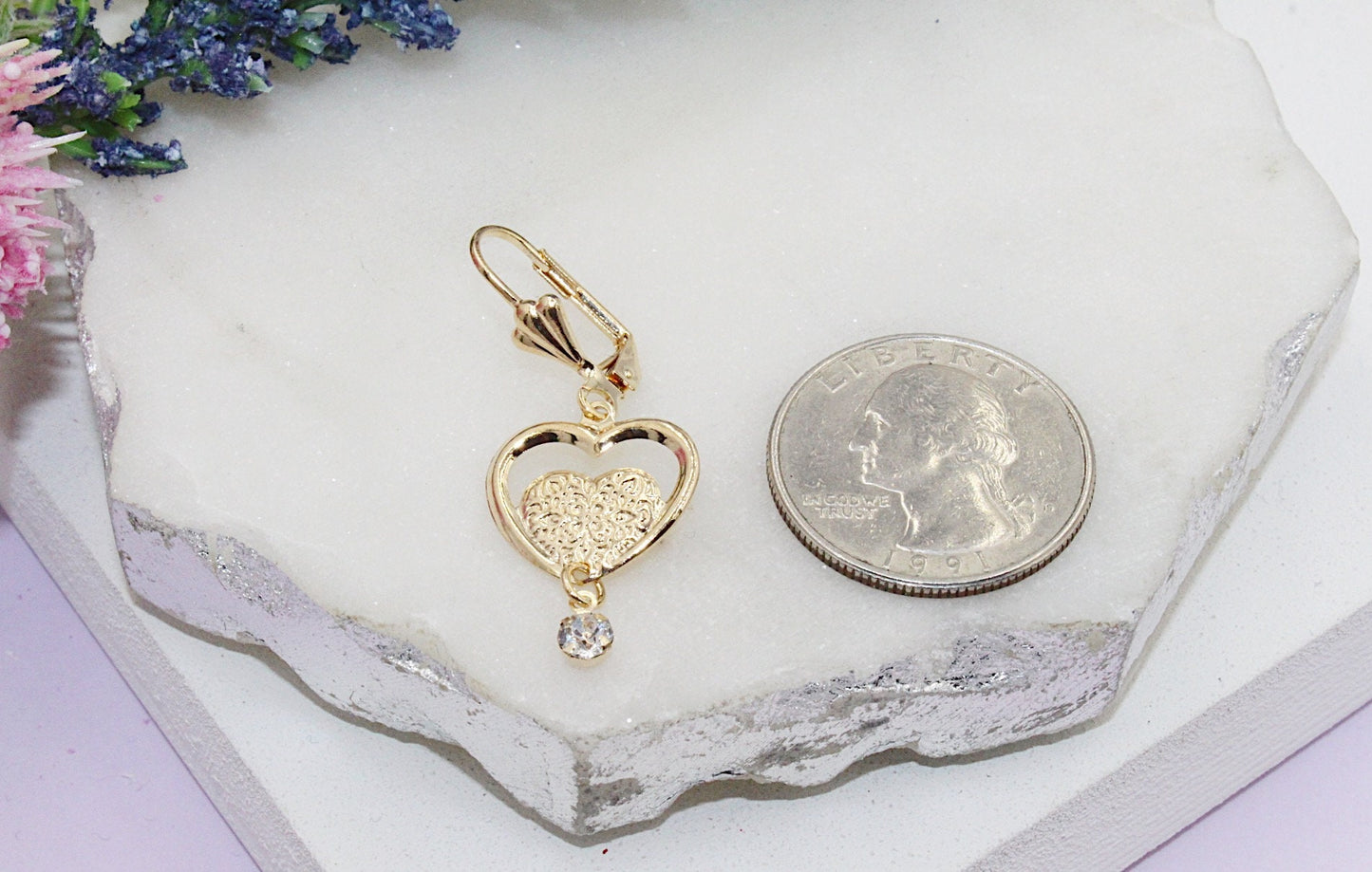 Hearts Cubic Zirconia Detail Latch Huggies