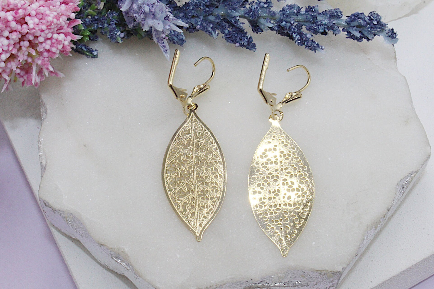 Branched Floral Filigree Latch Earrings