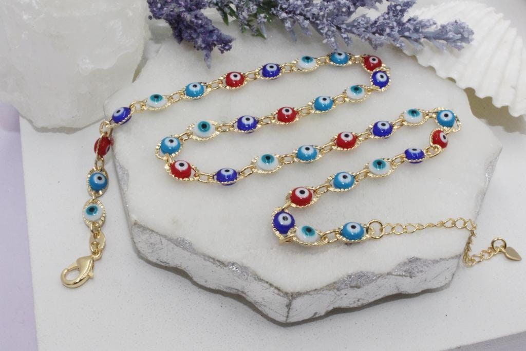 Dainty Colorful Evil Eye Necklace