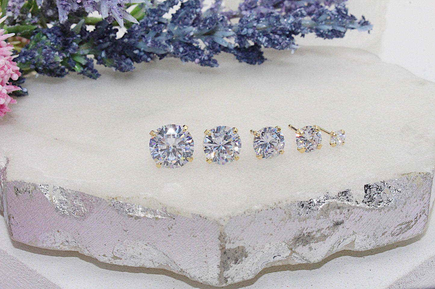 Round Cubic Zirconia Stud Earrings