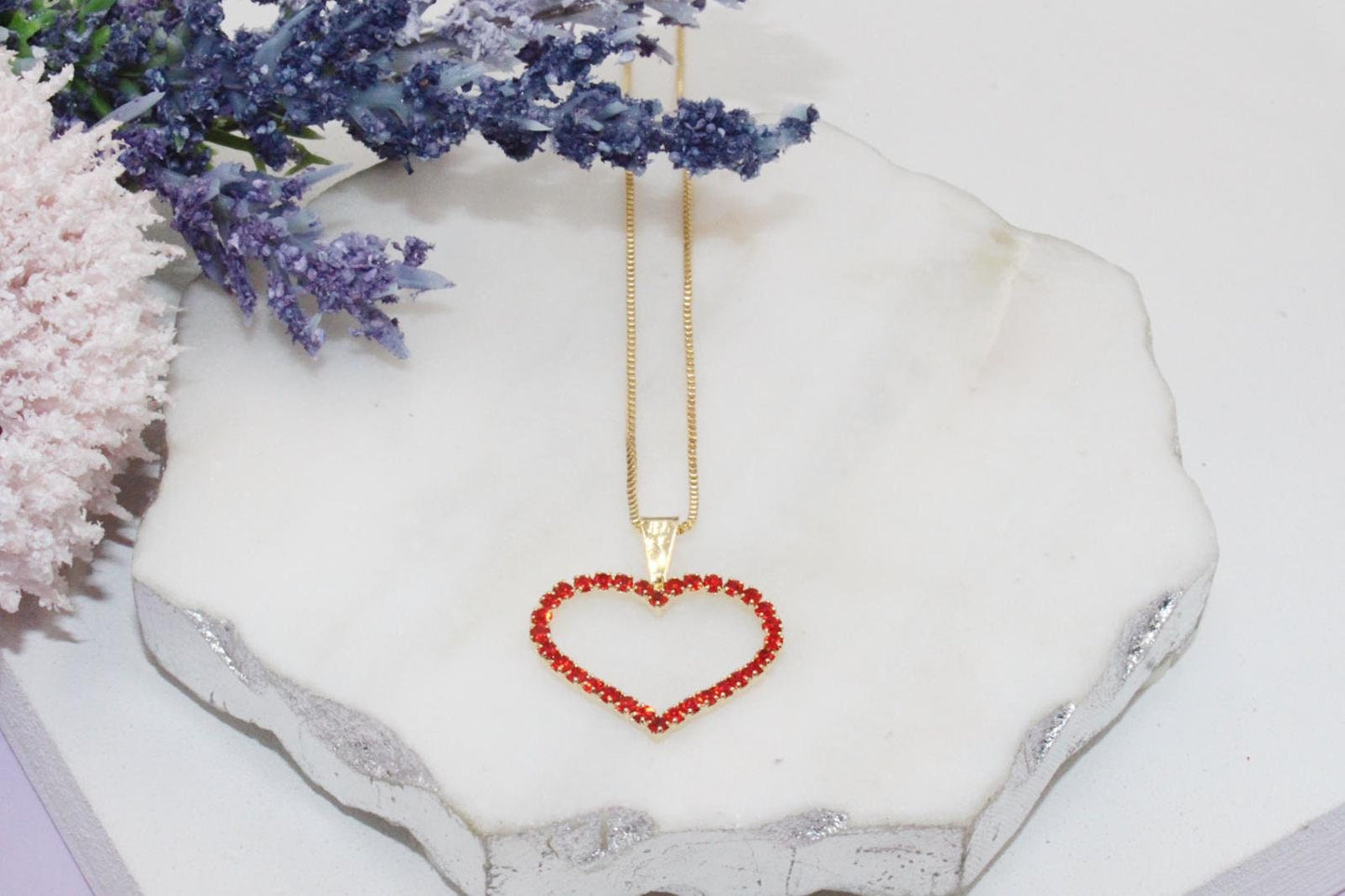 Red Micro Pave Heart Set