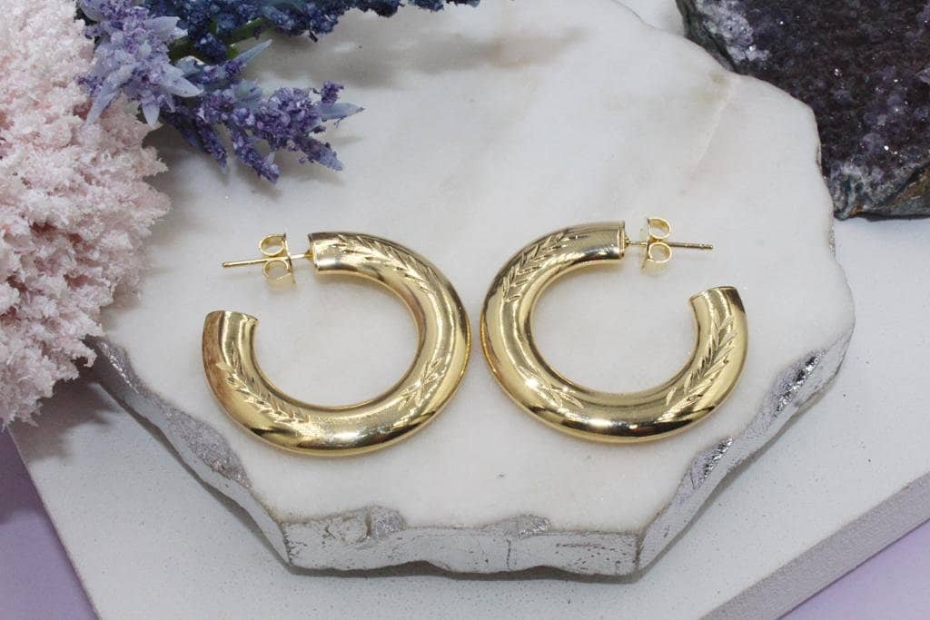 Chunky Arrow Textured Open Hoops