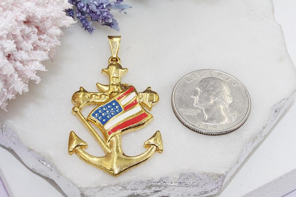 American Flag Anchor Pendant