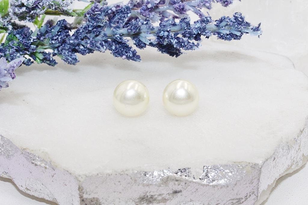 Half Faux Pearl Stud Earrings