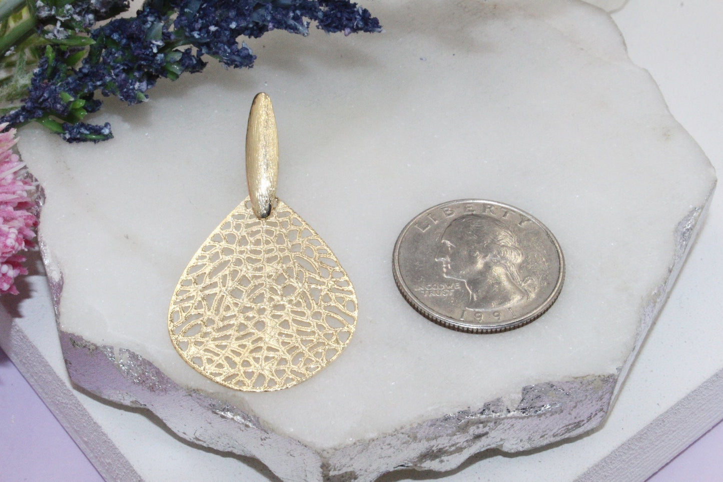 Branched Filigree Teardrop Earrings