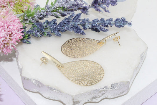 Branched Filigree Teardrop Earrings