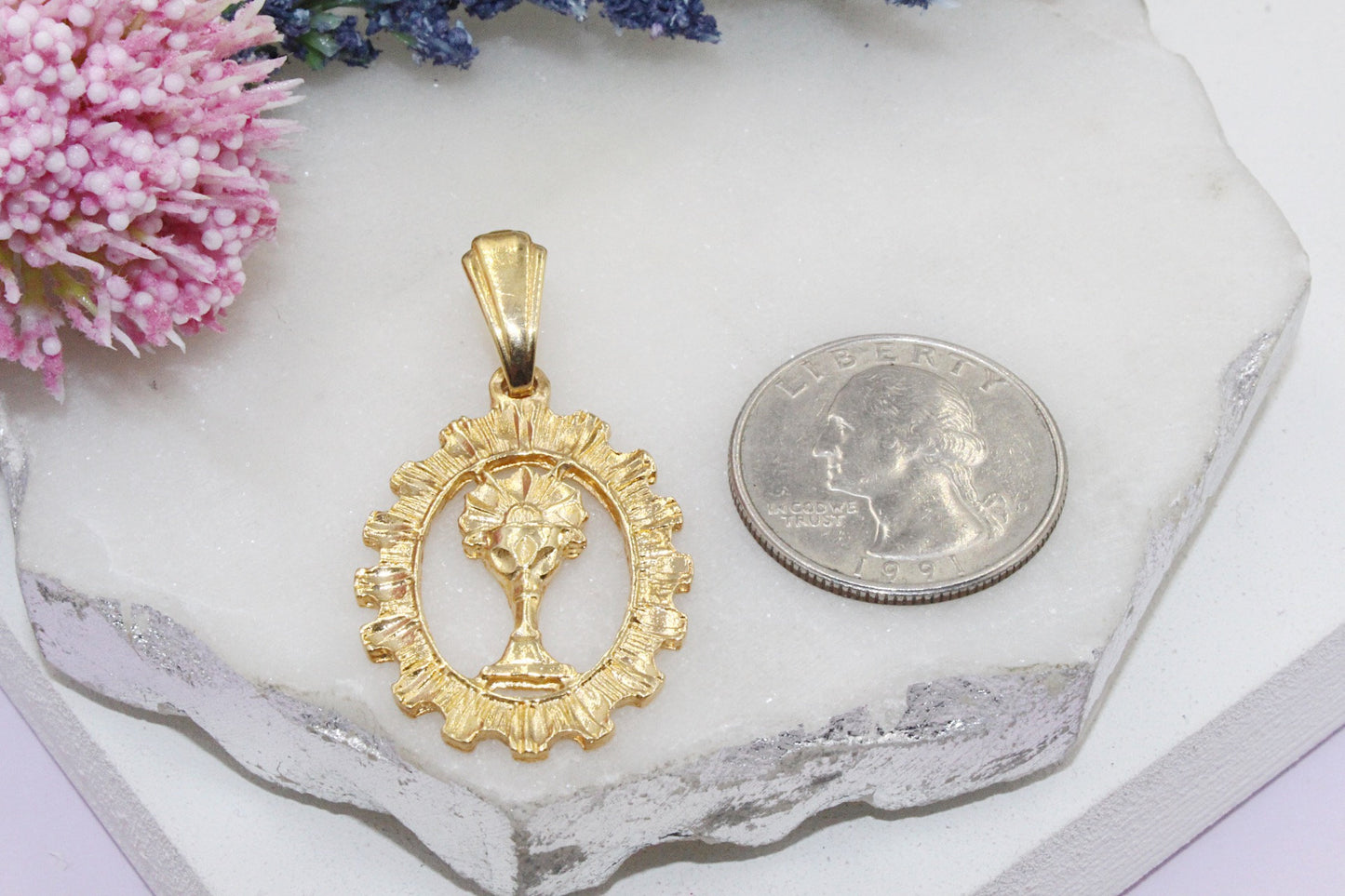 First Communion Cup Medallion Pendant