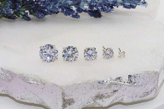 Round Cubic Zirconia Stud Earrings